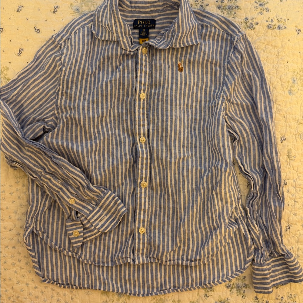 Polo by Ralph Lauren Blue & White Vertical Stripe Button-Down Shirt